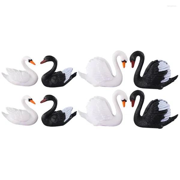 Decorações de jardim 8 pcs cisne micro paisagem mini figura animal mesa decoração pvc casa decorações