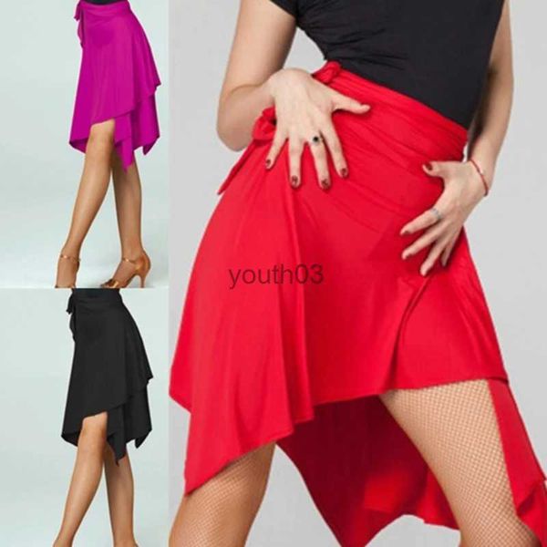 Saias Skorts Saia de Dança Latina para Mulheres Preto Roxo Vermelho Cor Profissional Dança Saia Adulto Barato Palco Rumba Qia Saia Latina 240319