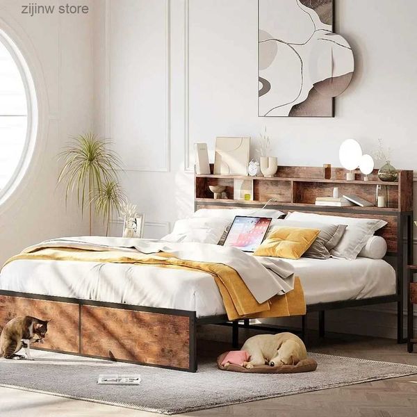 Sonstiges Bettzeugzubehör Große Bettrahmenplattform zur Aufbewahrung von rahmenlosen Bettfedern erfordert, dass die Schlafzimmermöbel geräuschfrei, solide und stabil sind. Vintage Brown Home Y24