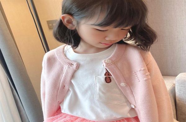 Outono crianças meninas cardigan bebê menina rosa blusas de malha jaqueta botão casaco moda kids039s roupas344x1574609