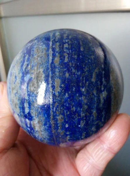 Estatuetas decorativas 76mm NATURAL Lapis Lazuli Cristal ESFERA BOLA Cura 700,7g