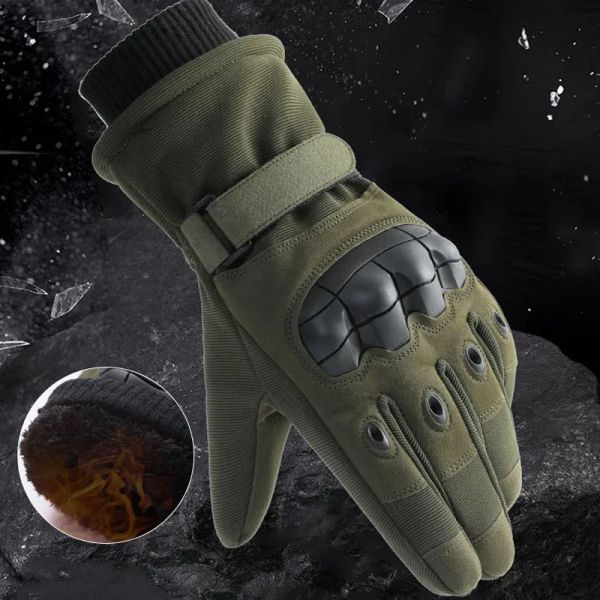 Handschuhe JSJM Taktische Handschuhe Männer Winter Samt verdickte warme Handschuhe Langfinger Touchscreen Antislip Vollfinger Handschuhe Skiguiben