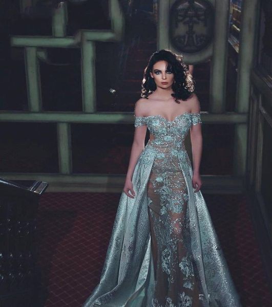 2020 Новые платья Zuhair Murad больших размеров с открытыми плечами длиной до пола, кружевное платье с аппликацией-футляром, вечерние платья с бусинами 37757216264