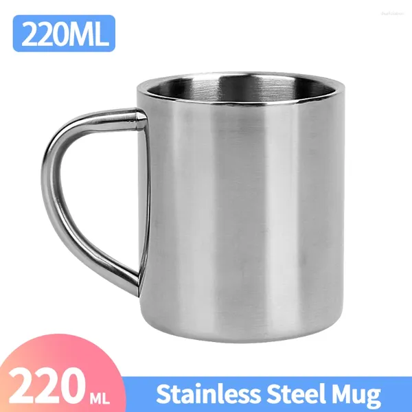 Tassen 220 ml Mode Becher Anti-Rutsch-handgemachte Edelstahl Jujube Tasse mit Griff Retro Wasser Tee Bier Saft Küche Trinkgeschirr