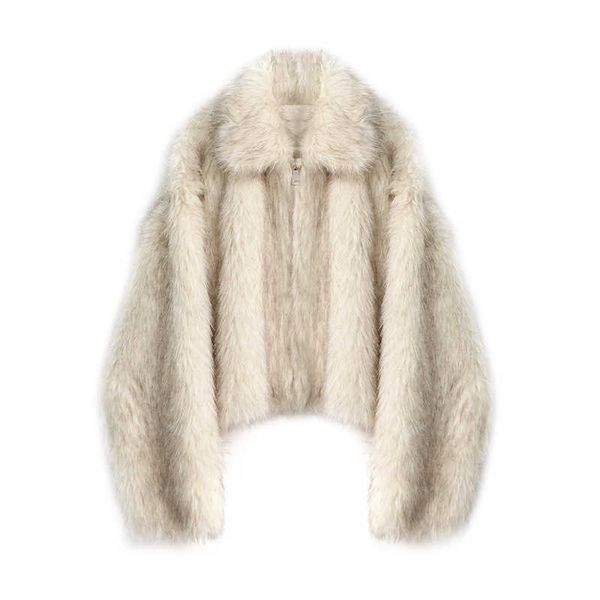 Pele feminina pele sintética de alta qualidade jaqueta de pele de raposa outono e inverno estilo curto novo pelúcia de alta qualidade pele ecológica para mulheres
