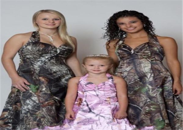 Camo vestidos de dama de honra halter personalizado sem mangas vestidos de noite vintage floresta formal até o chão vestido de empregada de noivas para mulheres 4660902