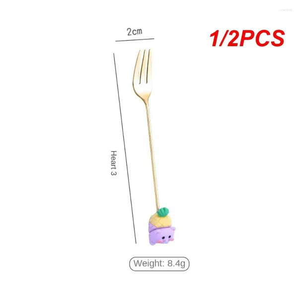 Gabeln 1/2PCS Dessert Gabel Löffel Niedliche Einfache Abstumpfende Spitze Spiegel Poliert Kein Schmutz Einfache Reinigung Küche Gadgets