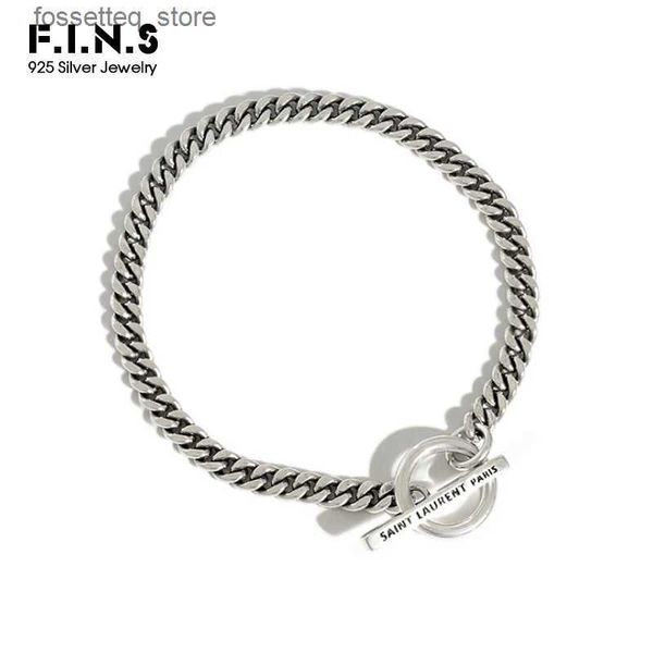 Charm Armbänder F.I.N.S Koreanische S925 Sterling Silber Retro Alte Geometrische Kreis Bar Link Kette Silber Weibliche Modeschmuck L240320