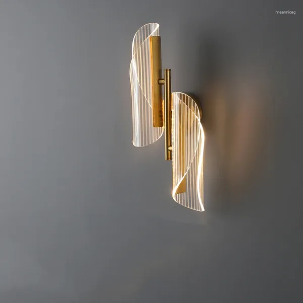Lâmpada de parede estilo moderno espiral design led arte ouro acrílico quarto cabeceira cozinha corredor varanda decoração arandela