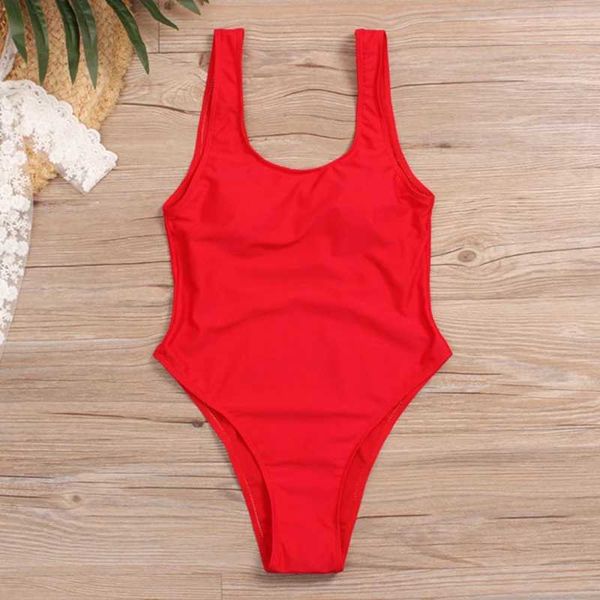 Costume da bagno donna Fitness costume da bagno donna nuovo costume intero costume da bagno donna bicolore nero e rosso Maillot costume da bagno da spiaggia J240319