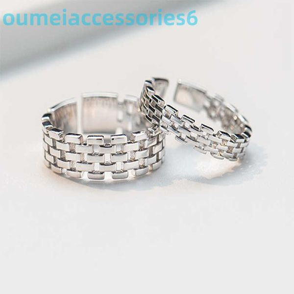 Anéis de banda de tendência de moda de designer original runxin romano xadrez tecido aberto moda criativa masculino único anel de casal sitiado