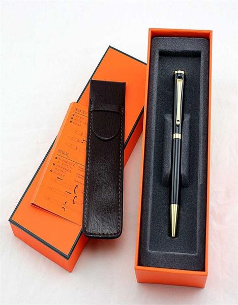 Luxus-Kugelschreiber für Schreibwaren, schwarze Tinte, mittlere Nachfüllung, Tintenroller, Schul- und Bürobedarf, Federmäppchen und Box aus Leder 2209711086