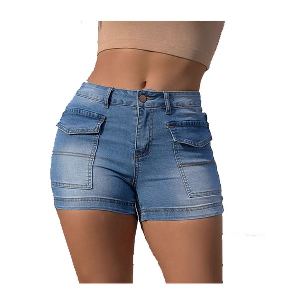 Женские короткие джинсы с высокой талией, джинсовые карманы, отбеленные шорты, сексуальные короткие брюки, узкие узкие брюки DKY091