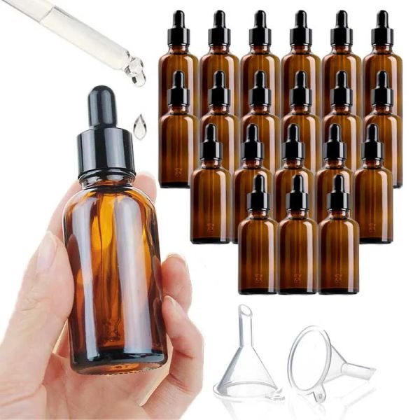 Flasche 6/12/24/30 Stück Leere Tropfflaschen 30 ml Braunglas Nachfüllbare kosmetische Parfümflaschen mit Pipette für ätherisches Öl Aromath