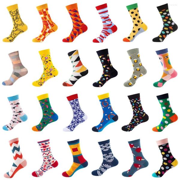 Frauen Socken 27 Muster INS Marke Baumwolle Kausalen Glücklich Harajuku Geometrie Mädchen Street Fashion Skateboard Lustige Schöne Sox Herbst