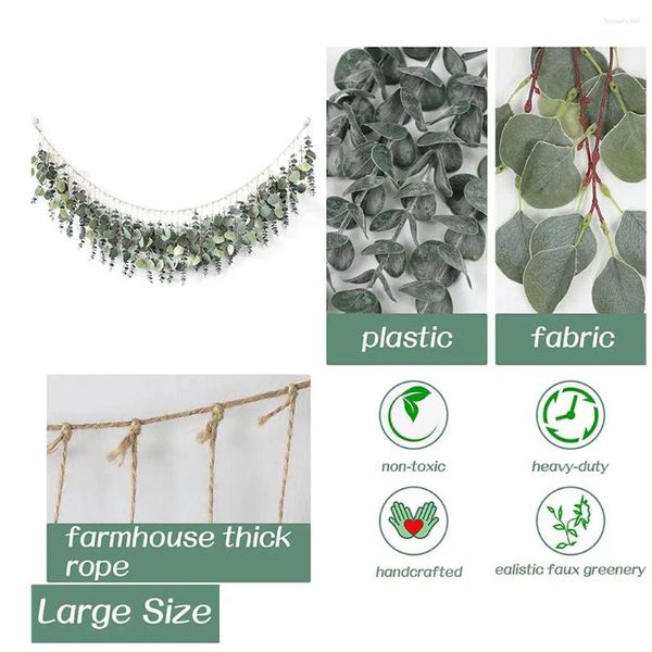 Flores decorativas Plástico eucalipto decoração de parede - plantas penduradas artificiais textura realista forte