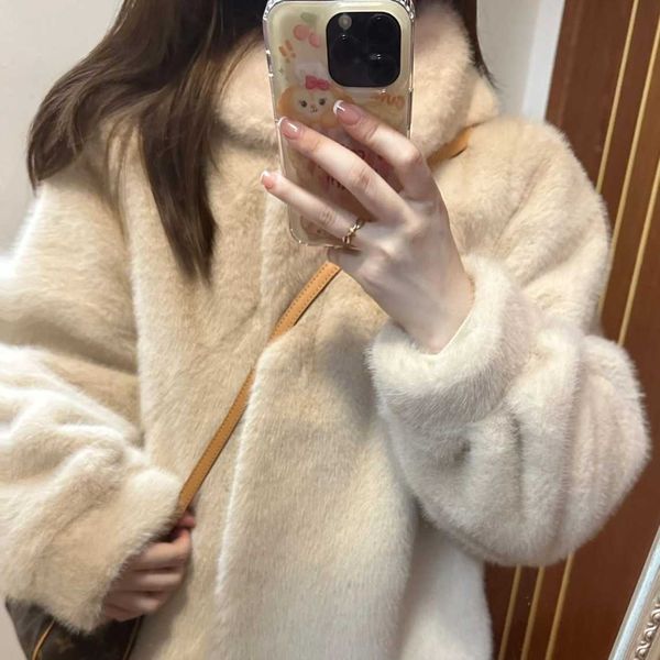 Женское меховое пальто из искусственного меха, зимнее новое меховое интегрированное норковое флисовое пальто для женщин, шуба из искусственного меха, толстая короткая шуба