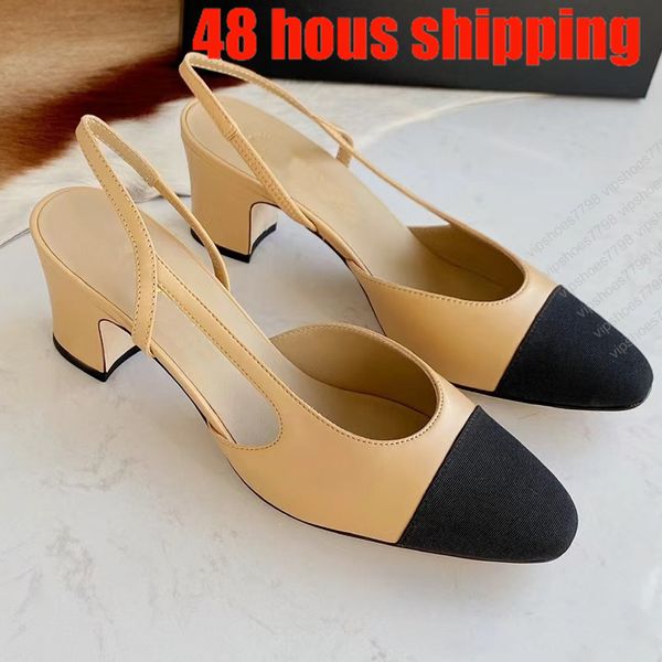 Designer-Kleiderschuhe, Slingback-Sandalen, Ballerinas, Schuhe, Espadrilles, Ballerinas, Sandalen, Damen, Party, Hochzeit, Damen, klobige High Heels, Slipper, Größe 35–42