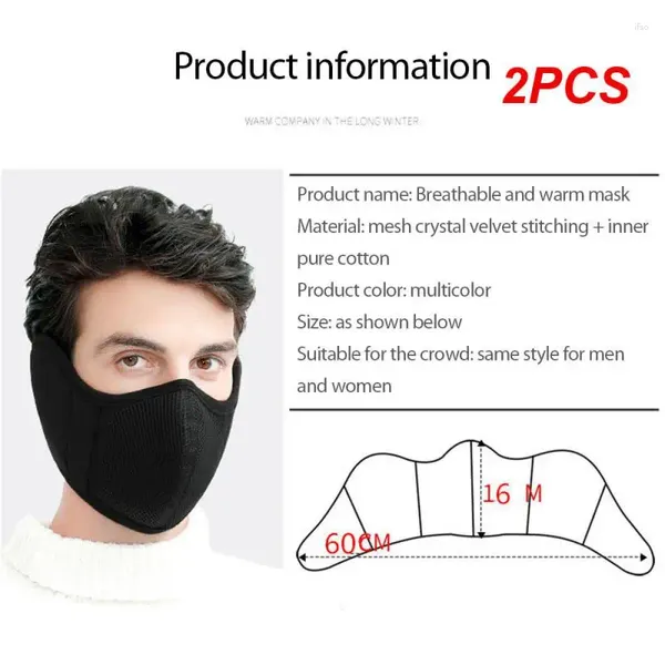 Bandanas 2pcs kış yarım yüz maske bisiklet kamp kayak kutup polar sıcak kulaklıklar açık nefes alabilen rüzgar geçirmez boyun