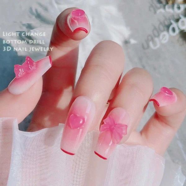 Decorazioni per nail art Orsetti Cambia luce Trapani Ornamenti a cuore Cellulari Patch Accessori Gioielli in cristallo