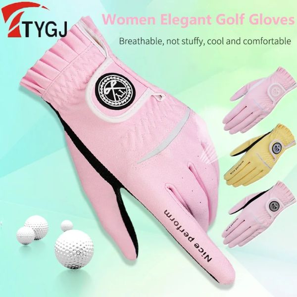 Luvas ttygj 1 par as luvas de golfe esquerda e direita pu de mulheres luvas de mulheres anti -vislip grânulos Mitten elástico luvas respiráveis elegantes elegantes