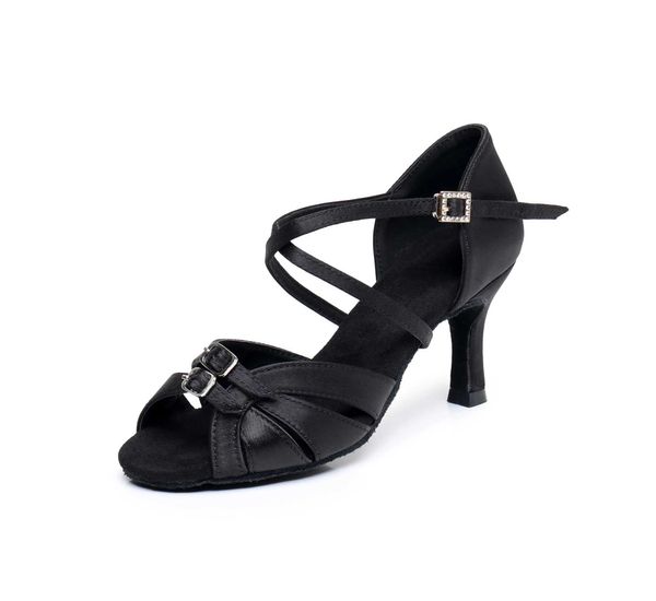 Scarpe eleganti da donna Ballo latino Marrone Nero Sala da ballo Jazz Salsa Regolabile Tango moderno Tacchi medi Suola morbida 5/7 cmA122 H240321