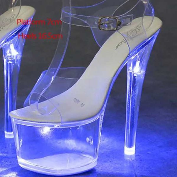 Scarpe eleganti Voesnees 34-43 Nightclub LED Sandali con tacchi alti luminosi Passerella luminosa Pole Dancing Piattaforma cristallina H2403215FTEMBAR