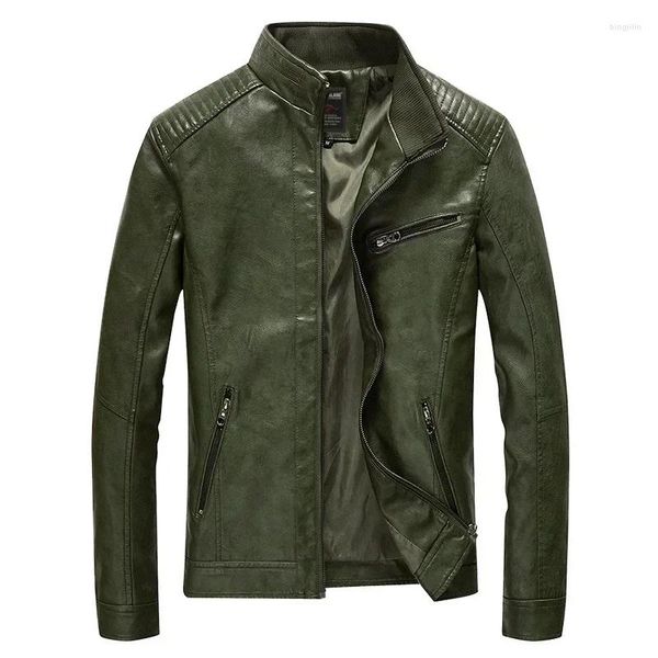 Tapetes gola motocicleta plutônio casual fino ajuste casaco outwear gota primavera outono jaquetas de couro masculino b01482