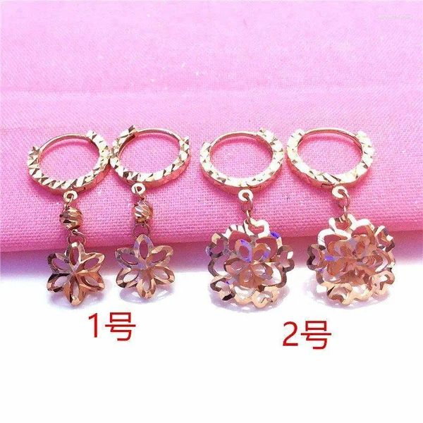 Baumelnde Ohrringe Dame Schmuck Reines Russisches 585 Lila Gold Echte Farbe Weibliche 14K Rose Westlichen Stil Hohle Blume Ohr Clip