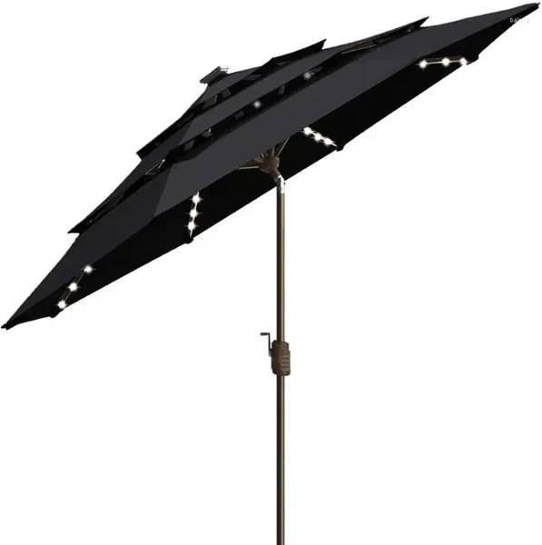 Guarda-chuvas EliteShade-EUA 10 anos sem desbotamento Sunumbrella Solar 9 pés 3 camadas Guarda-chuva de mercado 80 luzes LED Pátio Mesa ao ar livre