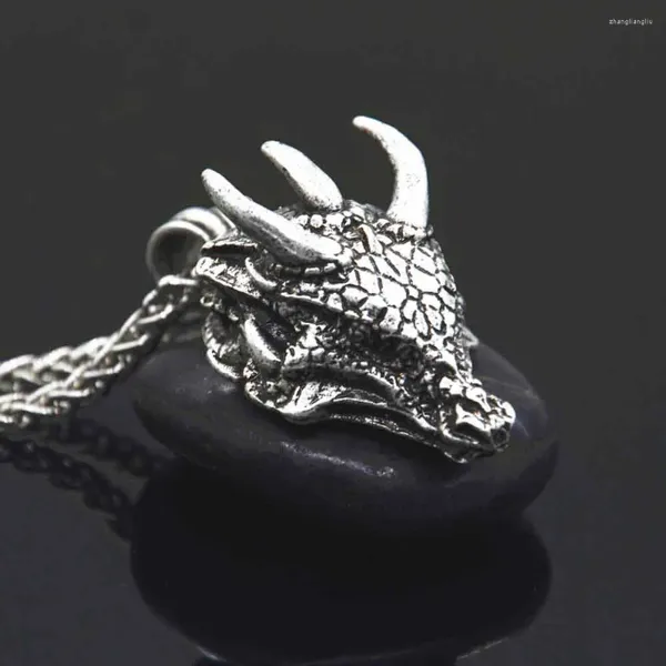 Kolye Kolyeleri Goth Dragon Head Gotik Aksesuarlar İskandinav Viking Erkek Takı Punk Kolye