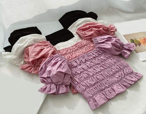 Verão meninas princesa blusa manga sopro algodão da criança do bebê menina blusa camisas crianças camisa menina topos blusas crianças roupas y2003864750