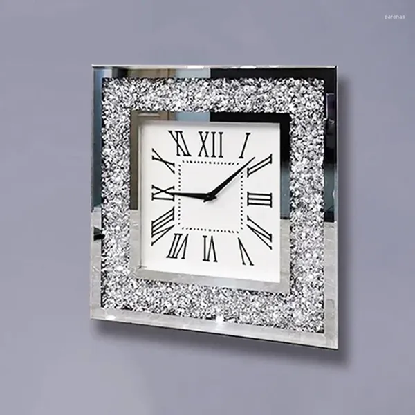 Relógios de parede Diamante Design Moderno Sala de estar Decoração Espelho Relógio de Cristal Relógio Digital Decoração de Casa