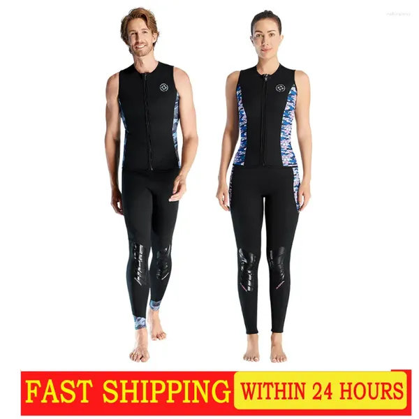 Roupa de banho feminina neoprene 3mm wetsuit corpo separado quente colete de mergulho aberto zíper natação frio surf kitesurf triathlon