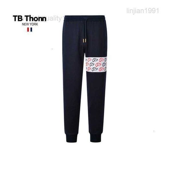 Trendy Tb Thonn Puppy Jacquard Calças de algodão puro para homens e mulheres Calças esportivas da moda Leggings casuais