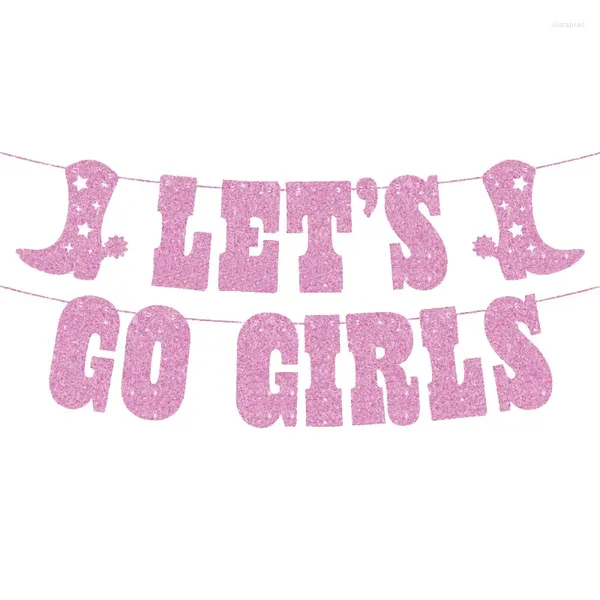 Partydekoration Lets Go Girls Bachelorette Dekorationen Glitzer Banner Stiefel Cowgirl Hut Girlande Last Disco Western Supplies