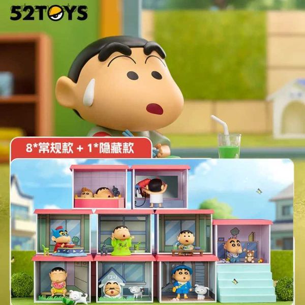 Aktionsspielfiguren Crayon Shin-chan Harube House Series Blind Box Surprise Box Original Action Figure Cartoon Model Mystery Box Collection Girls L240320