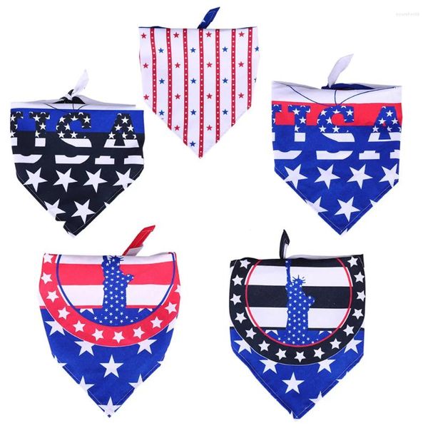 Abbigliamento per cani Triangolo Asciugamano per saliva per animali domestici Benda triangolare Accessori Forniture Prodotti Bandiera americana Gatto 2 pezzi