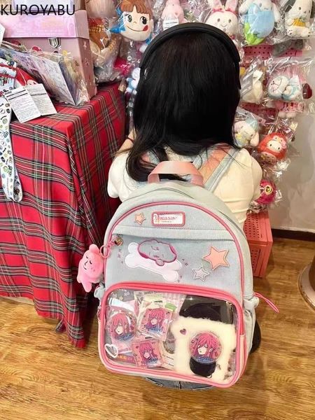 Sacos escolares estilo preppy fahsion mochila para estudantes universitários y2k mulheres japonesas casuais mochilas de grande capacidade mochila fofa