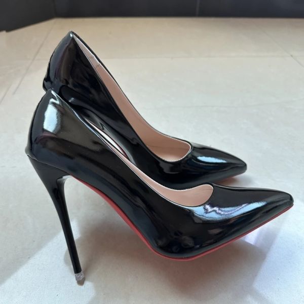 Насосы черные сексуальные кровати Высокие каблуки для женщин 12 см Ультра Ультра высокого каблука Стилетто Упомянутые пальцы на ногах.