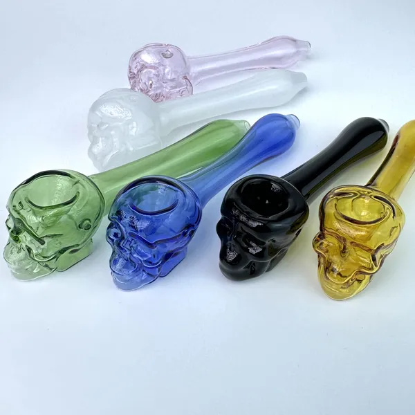 4 pollici di cranio tubo di vetro tampone piattale per fumare ciotole bong bong olio tabacco a mano tubo d'acqua bruciatore in vetro gorgoglianti