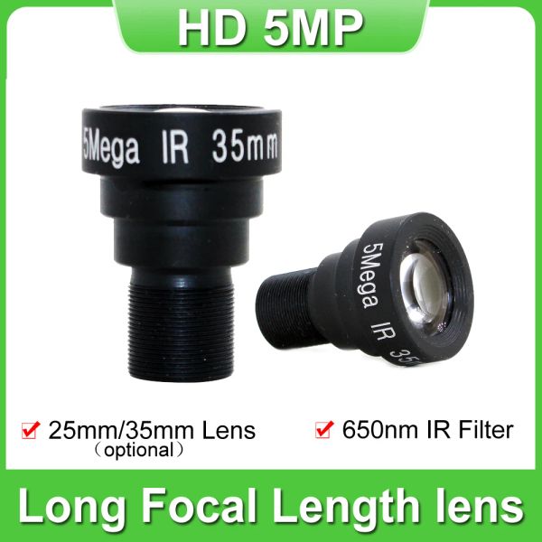 Peças 5mp 50mm 35mm 25mm lente da câmera longa distância focal vista m12 íris fixa 650nm filtro para ahd analógico xiaomi gopro hero câmera esportiva