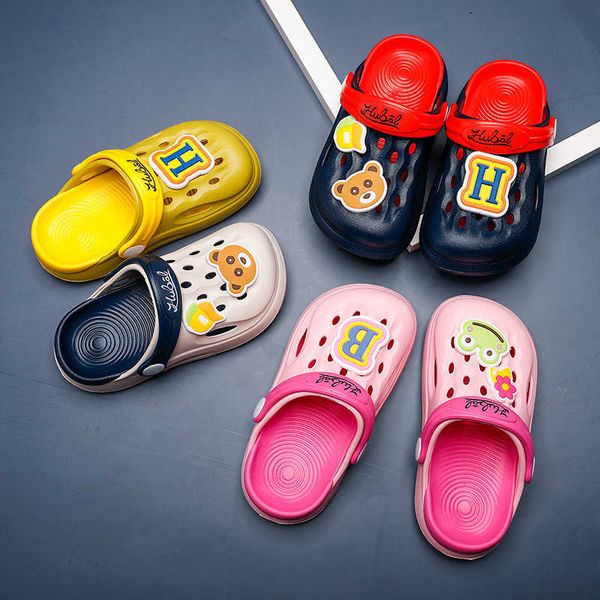 HBP Scarpe per bambini in cartone animato non di marca Orso estivo Sandali scavati antiscivolo Giardino da spiaggia Pantofole per bambina Zoccoli per bambini