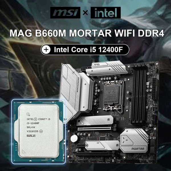 MSI New MAG B660M MORTAR Placa-mãe WIFI + Intel Core i5-12400F CPU DDR4 4800 + MHz 128G USB3.2 SATA M.2 Suporte LGA1700 Micro-ATX