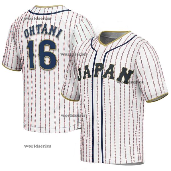 Bg Baseball Jersey Japan 16 Ohtani Trikots Nähen Stickerei Sport Outdoor Hohe Qualität Weiß Streifen 2023 Welt Neue