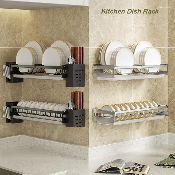 Küche Lagerung Dish Rack Wand-montiert Abtropffläche Multifunktions Regale Stäbchen Löffel Geschirr Halter