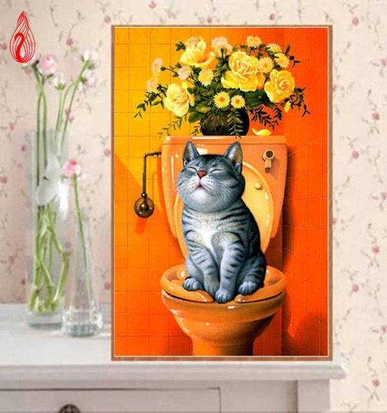 Promosyon diy kısmi 5d elmas, sevimli kedi yuvarlak elmas boyama çapraz dikiş kitleri elmas mozaik ev dekorasyonu3515075
