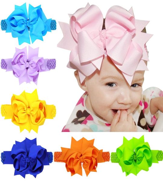 Neonate Super Big 20 cm Archi Fasce per bambini Bambini Nastro in grosgrain Coda biforcuta Arco Fasce per capelli Elastico Fascia larga Accessori per capelli9799214