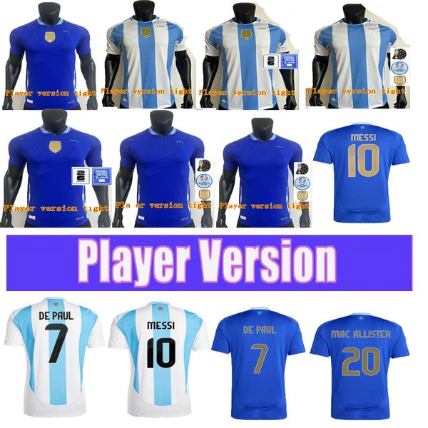 Argentinien Fußballtrikot ALVAREZ Copa 24 25 Spielerversion 2024 2025 DYBALA MARTINEZ MeSsiS Maradona de Paul Fußballtrikot Herren-Kit-Sets Uniformen di Maria