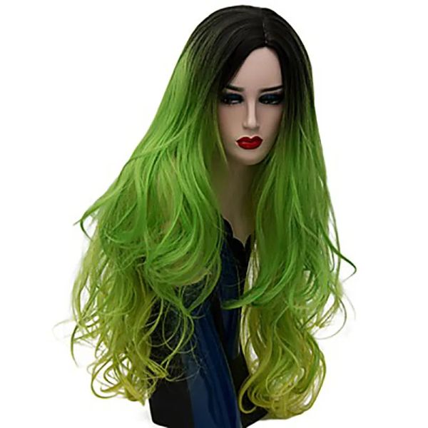 Perucas Hairjoy Mulheres Cabelo Sintético Ombre Longo Ondulado Traje Cosplay Peruca Roxo Azul Verde Rosa Arco-íris 23 Cores Disponíveis